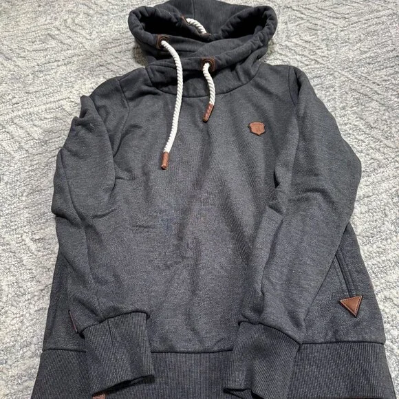 Naketano Sweater Women's XL Hooded Brave New World Thick High Cowl Neck Gray - Picture 1 of 5